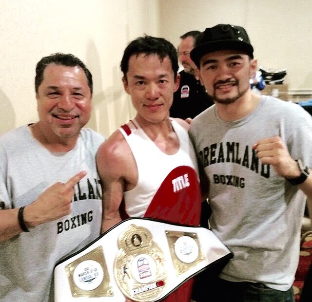 Coach Ian Cruz, Jesse Huerta, and Masaya Nishioka (Dreamland Boxing)