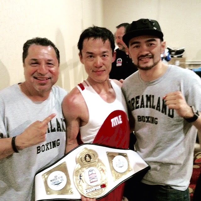 Coach Ian Cruz, Jesse Huerta, and Masaya Nishioka (Dreamland Boxing)
