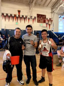 Coach Ian Cruz, Jesse Huerta, and Sandra Magallon