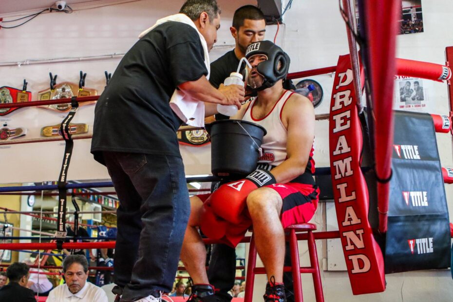 Dreamland Boxer Oliver Handyside and Coach Ian Cruz and Jesse Huerta