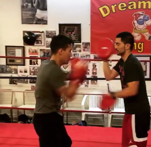 Elias and Coach Ian Cruz at Dreamland Boxing