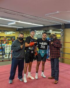 Jesse Huerta, Mark, Justin Cardona, and Ruben Guerrero at Dreamland Boxing