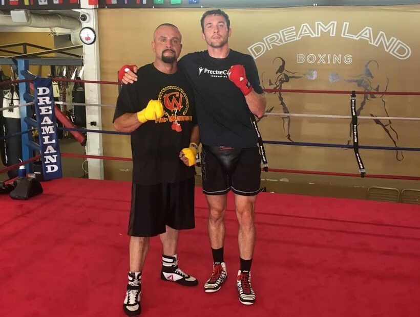 Evan Gubera (Animal House Fitness, Monkey Feet) and Armando Santana at Dreamland Boxing