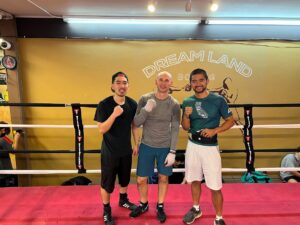 Wes, Forrest, and Coach Ian Cruz at Dreamland Boxing